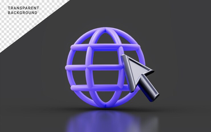 PSD segno globale con il cursore su sfondo scuro concetto di rendering 3d per il sistema di navigazione internet online