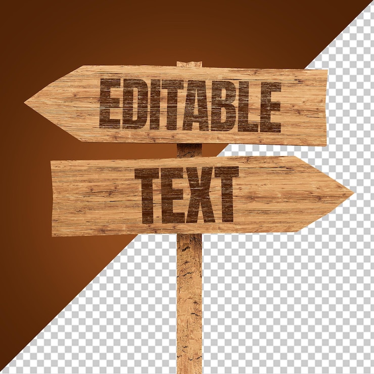 PSD segno in legno con testi modificabili 3