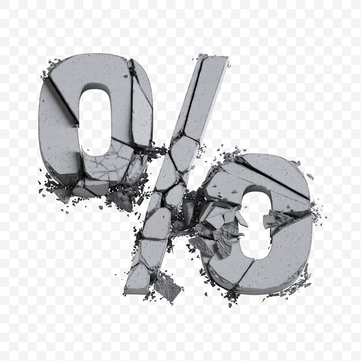 PSD segno percentuale alfabetico fatto di blocchi di cemento rotti 3d illustrazione isolata