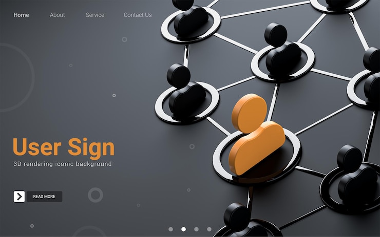 segno utente metallico scuro isolato stile minimale social networking sfondo iconico 3d render