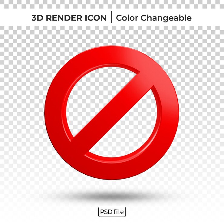 Segno vietato 3d rendering icona modificabile a colori