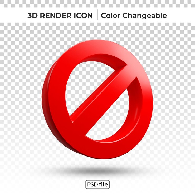 Segno vietato 3d rendering icona modificabile a colori