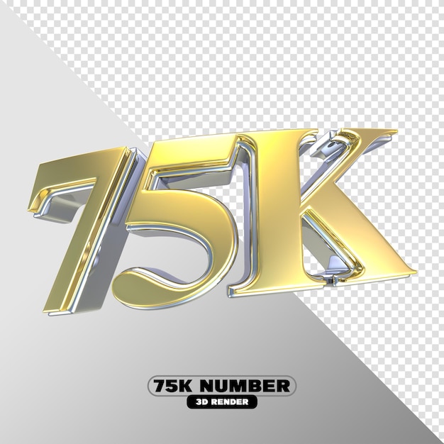 Segui il numero 75K Gold con Silver 3D Render