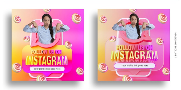 Seguici su instagram social media banner template quadrato