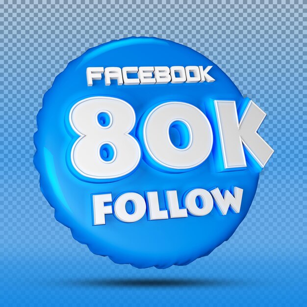 Seguidor de facebook numero 3d azul 80k