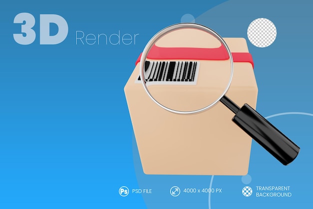 PSD seguimiento de entrega de pedidos 3d render fondo aislado