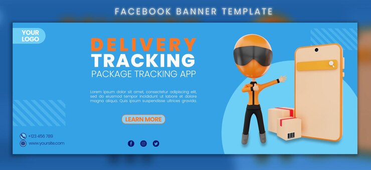 PSD seguimiento de entrega de render 3d para anuncios de facebook