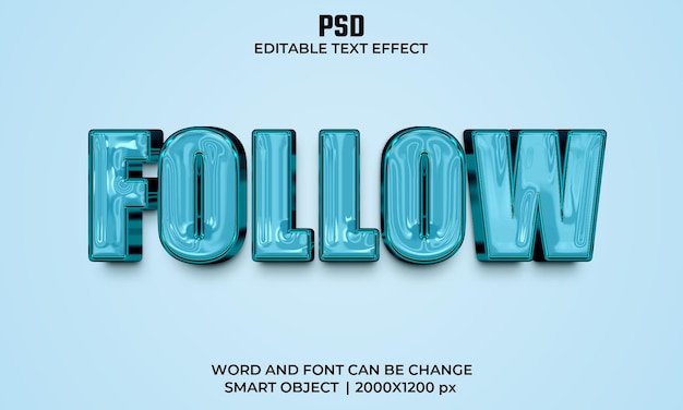 Seguir efecto de texto editable en 3d PSD Premium con fondo