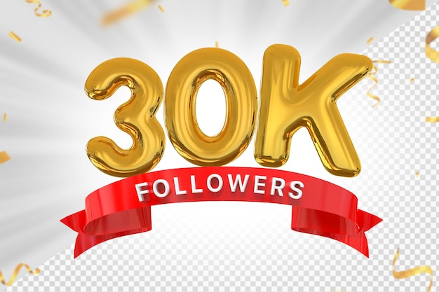 Seguir número 30K oro 3d render