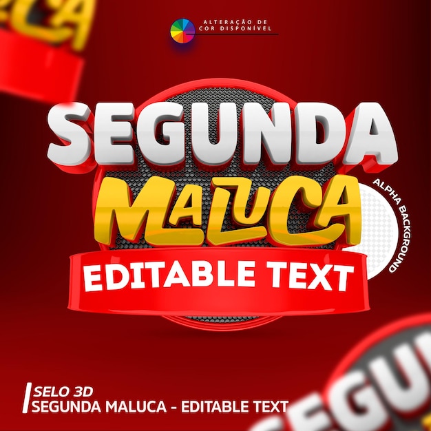 Segunda Maluca Selo 3d Para Composicao Psd Editavel