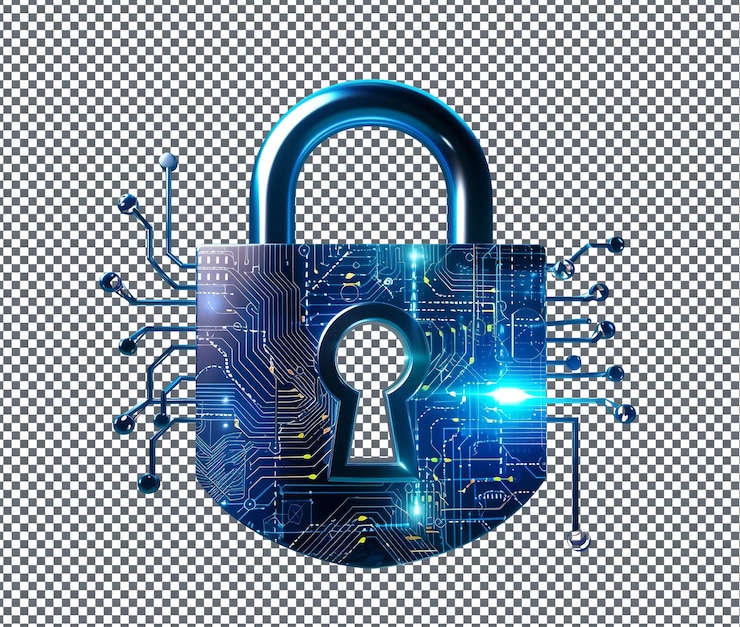 PSD segurança cibernética isolada em um fundo transparente
