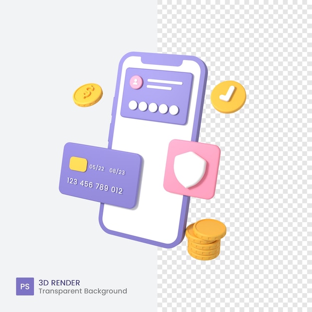 PSD segurança de pagamento com cartão de crédito 3d para loja online com smartphone