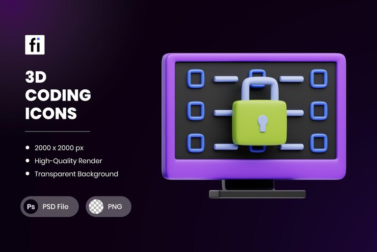 PSD seguridad del código de codificación de ilustraciones 3d