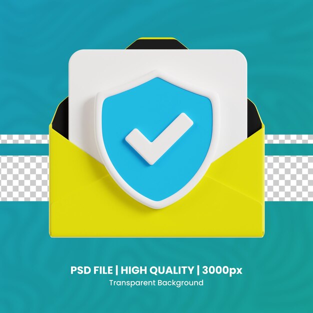 Seguridad de correo 3d Render de alta calidad Protección y seguridad Fondo transparente