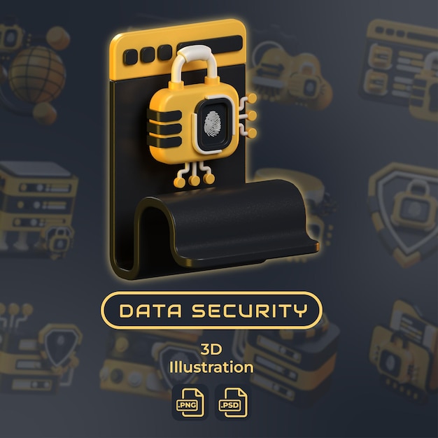 Seguridad de los datos de la ilustración tridimensional