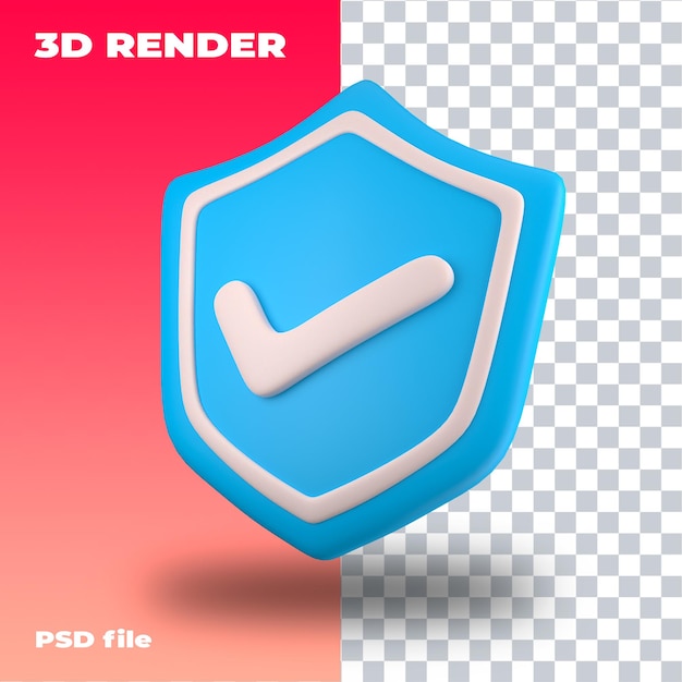 Seguridad PSD 3d _ confirme la marca de verificación protección de seguridad antivirus completa