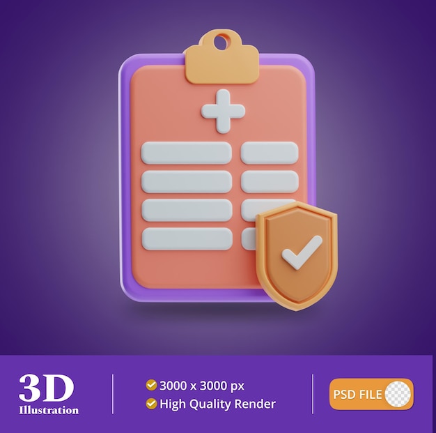 Seguro objeto médico ilustración 3d