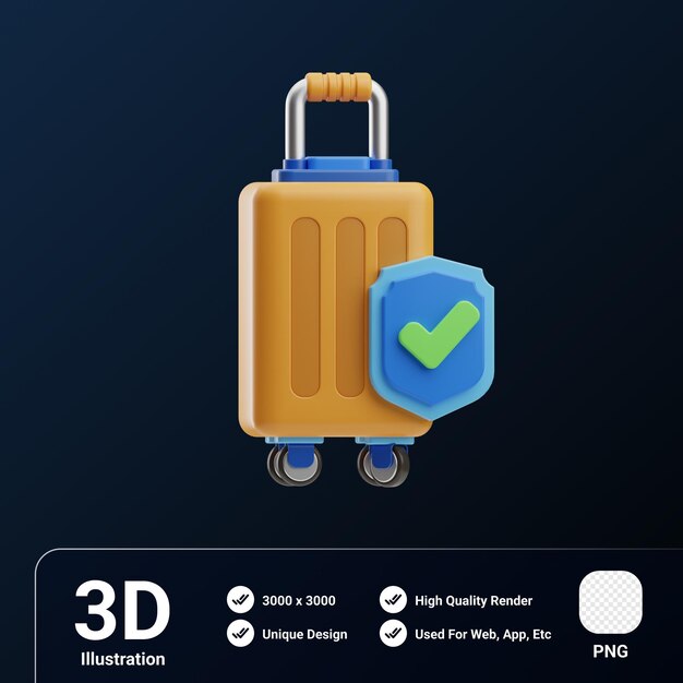 Seguro Objeto Seguro de viaje Ilustración en 3D