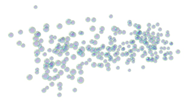 Seifenblasen isoliert auf weißem hintergrund 3d-rendering