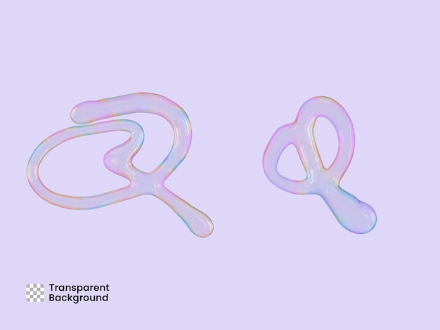 Seifenblasen-Textbuchstabe 3D-Rendering isoliert