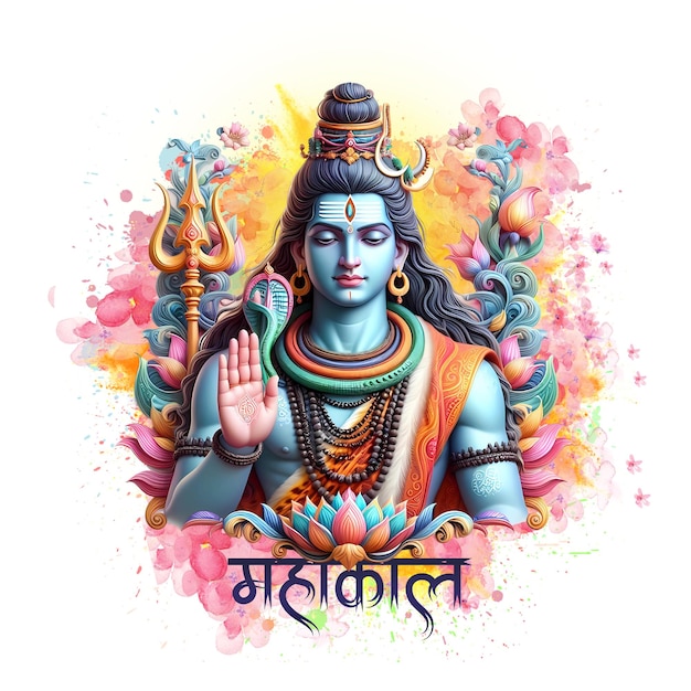 PSD le seigneur shiva est heureux avec le design de maha shivratri.