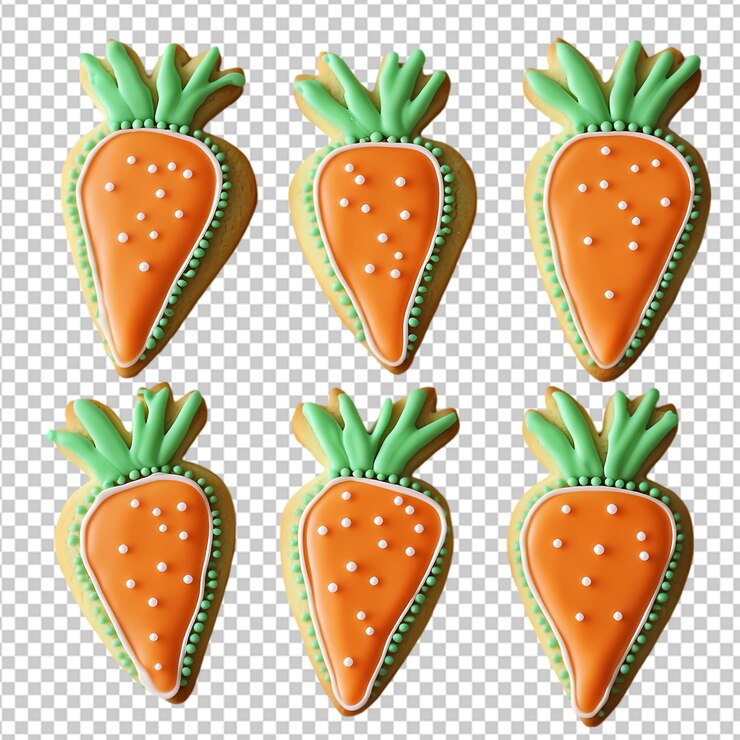 PSD seis adoráveis biscoitos de cenoura de páscoa desenho de comida saborosa bonito