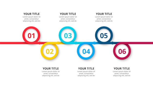 PSD seis círculos para la plantilla de diseño infográfico de presentación empresarial