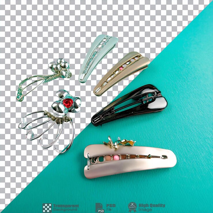 PSD seis clips de cabello aislados