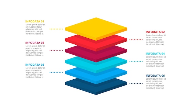 PSD seis elementos infográficos isométricos modelo de negócios para apresentação