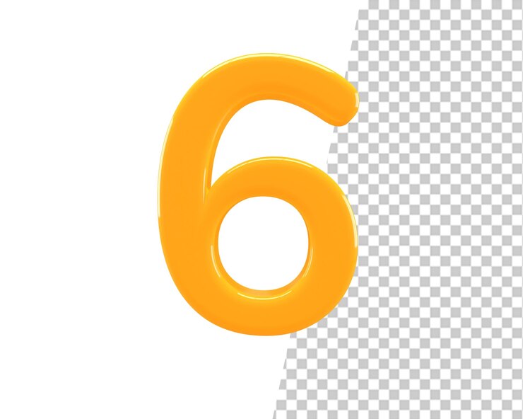 PSD seis número 6 oro texto 3d
