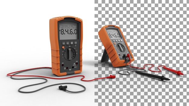 Seitenansicht des digitalen Multimeters mit Schatten 3D-Rendering