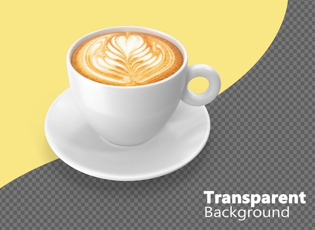 Seitensicht von Coffee Latee Arts auf einem transparenten Hintergrund