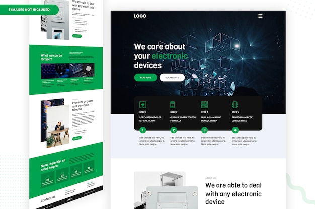 PSD seitenvorlage für die website für elektronische geräte