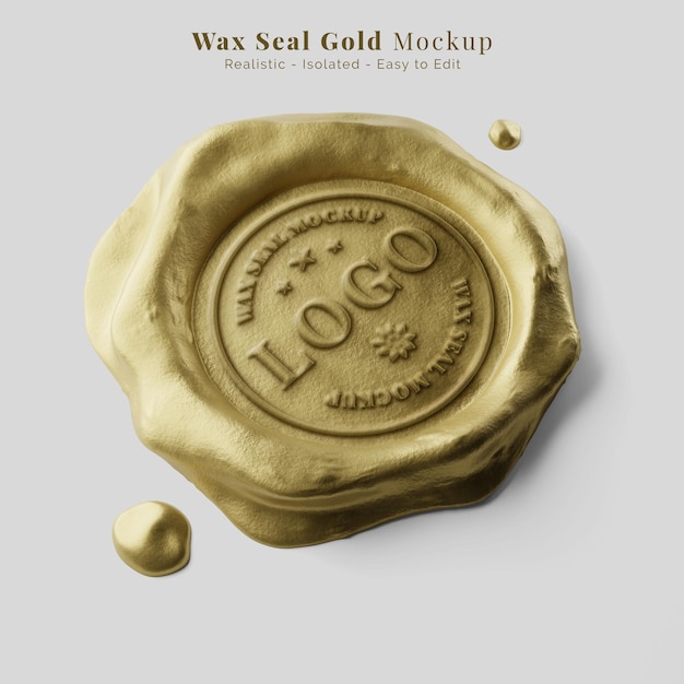 selagem de documentos de luxo em ouro real lacre de cera pingando perspectiva de maquete de carimbo