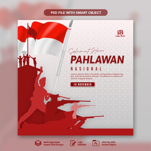 Selamat hari pahlawan nasional felice giornata degli eroi nazionali indonesiani