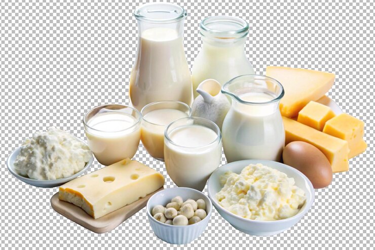 PSD selección de productos lácteos ricos en calcio y vitaminas esenciales