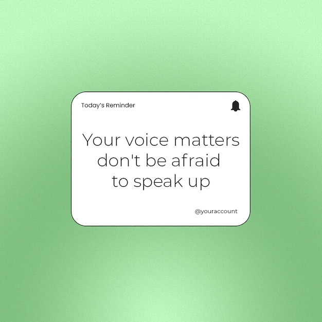 Self-reminder em padrão de postagem do Instagram com fundo de gradiente
