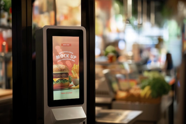 PSD self-service in restaurant screen mockup