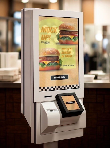 PSD self-service in restaurant screen mockup