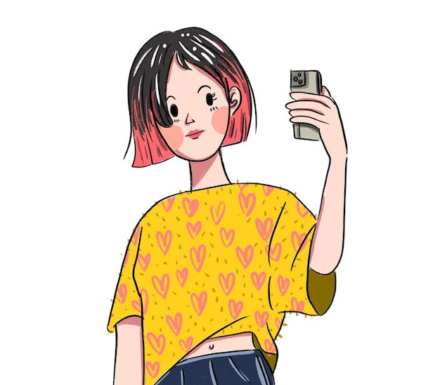 Selfie, rapariga à moda.