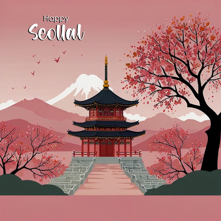 PSD sellar el fondo del año nuevo coreano con archivo editable