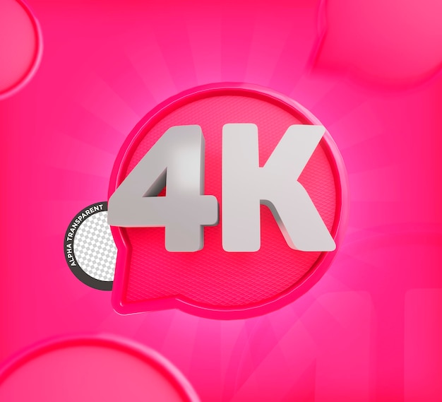 PSD sello 3d, 4k (cuatro mil) en rosa