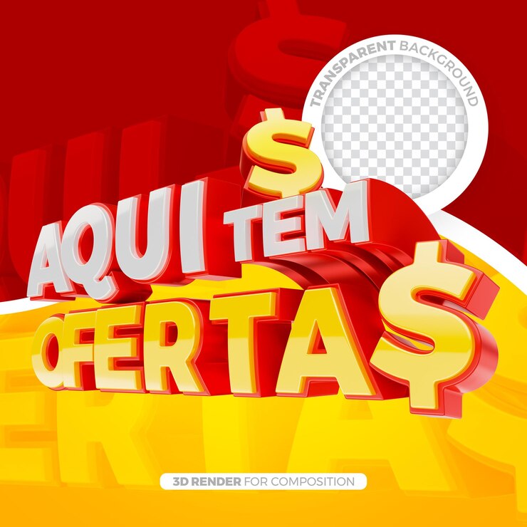 PSD sello 3d aqui tem ofertas para la composición