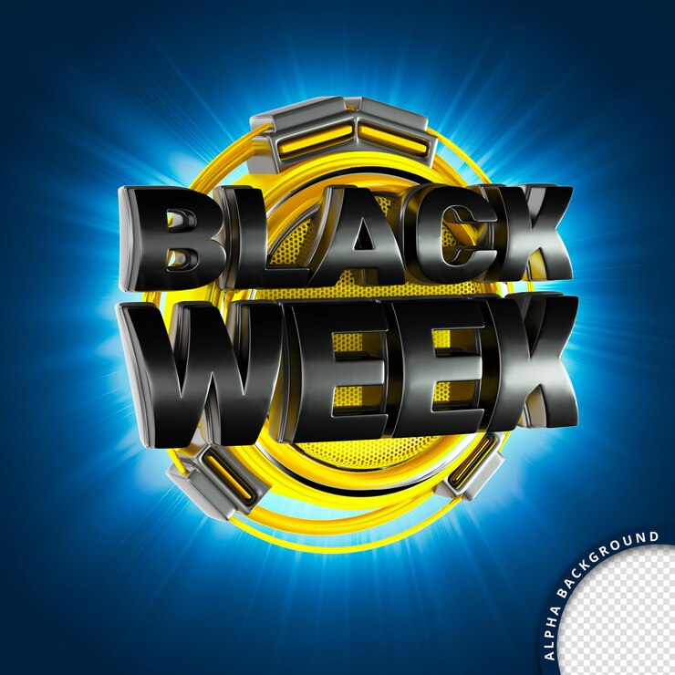 PSD sello 3d para la composición de la semana negra promoción de productos minoristas promoción del viernes negro de noviembre