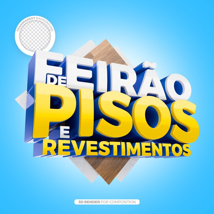 PSD sello 3d para la feria brasileña de pisos y revestimientos de composición