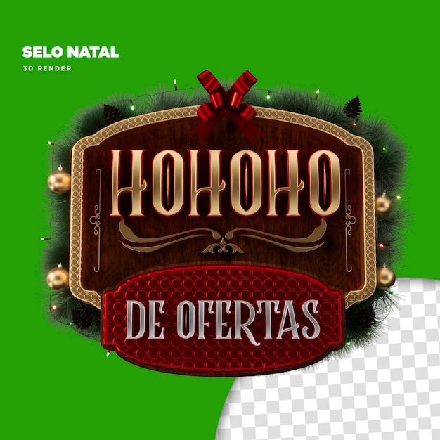 PSD sello de 3d hohoho de las ofertas