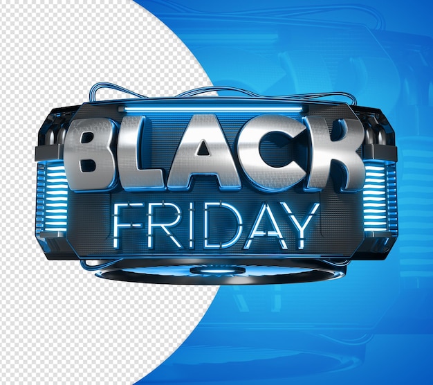SELLO 3D NEGRO VIERNES EN VENTA COMERCIO MINORISTA OSCURO CON AZUL NEÓN
