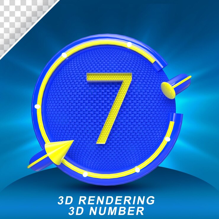 PSD sello 3d número 7 para composición psd