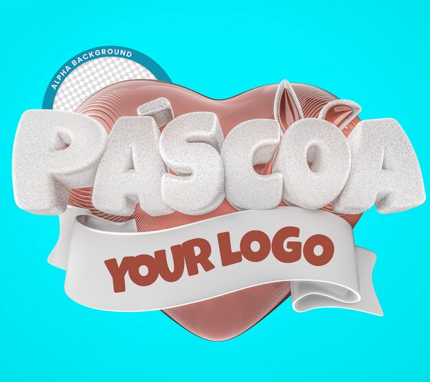 SELLO 3D DE PASCUA CON TEXTO EDITABLE PARA LA COMPOSICIÓN DE BRASIL