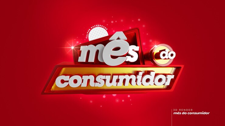 PSD sello 3d en portugués para la composición del mes del consumidor para las ventas minoristas de brasil